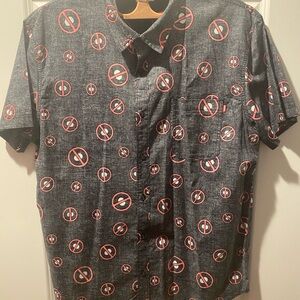 Marvel brand Deadpool inside-out fabric button down shirt